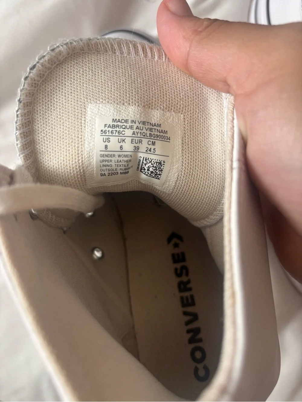 Converse White leather High-Top Platform Sneakers with Black Trim